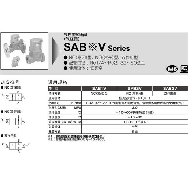 CKD喜开理气控型2通阀（气缸阀）SAB3V-25A-0B