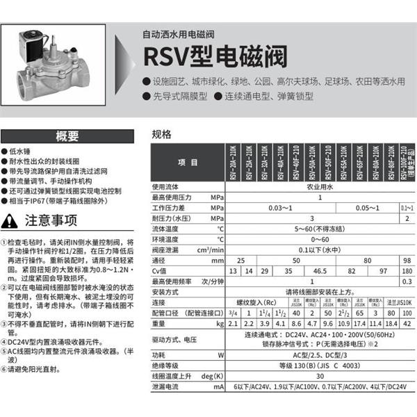 CKD喜开理自动洒水用树脂制电磁阀RSV-50A-210K-AC200V