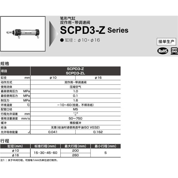CKD喜开理笔形气缸SCPD3-ZL-00-10-100-T0H-R-I