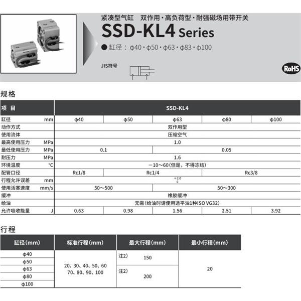 CKD喜开理超级紧凑型气缸SSD-KL4-50-40-V0-D-N-LB-I