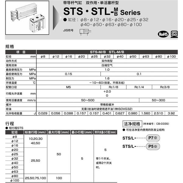CKD喜开理带导杆气缸STL-B-50-50-T0H-R-F