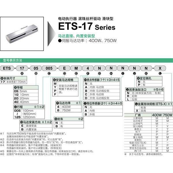 CKD喜开理电动执行器（无马达型）滑块型ETS-17-05025-EM4NNNNN