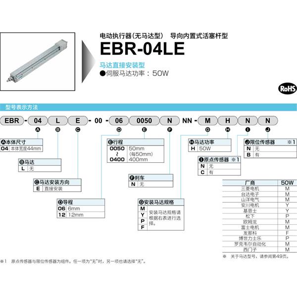 CKD喜开理电动执行器（无马达型）滑块型EBR-04LE-00-060200NNN-MHNN