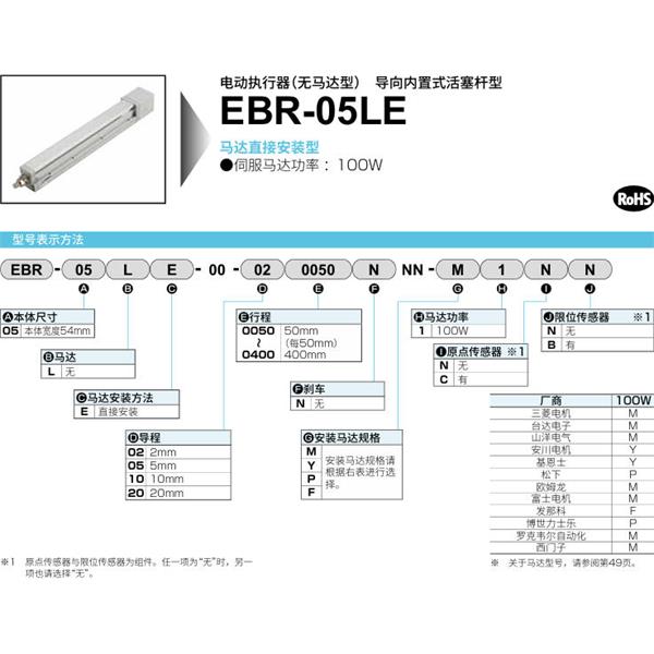 CKD喜开理电动执行器（无马达型）滑块型EBR-05LE-00-200250NNN-F1CB