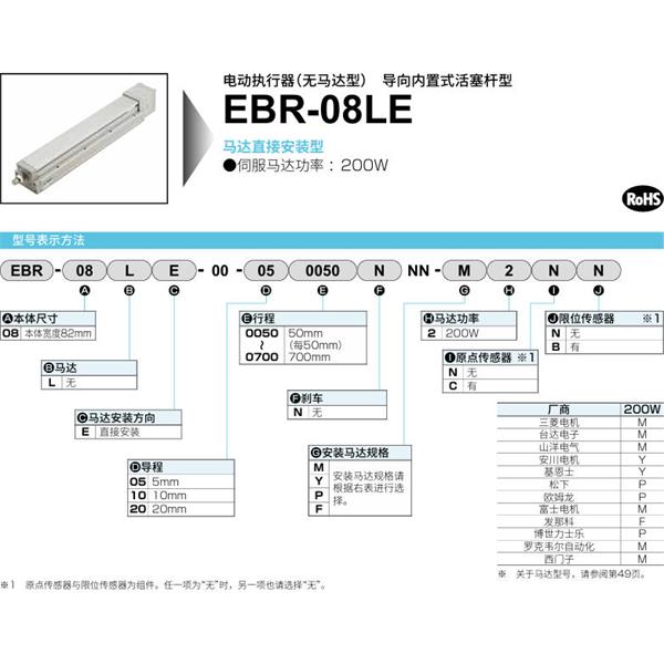 CKD喜开理电动执行器（无马达型）滑块型EBR-08LE-00-100150NNN-M2NN