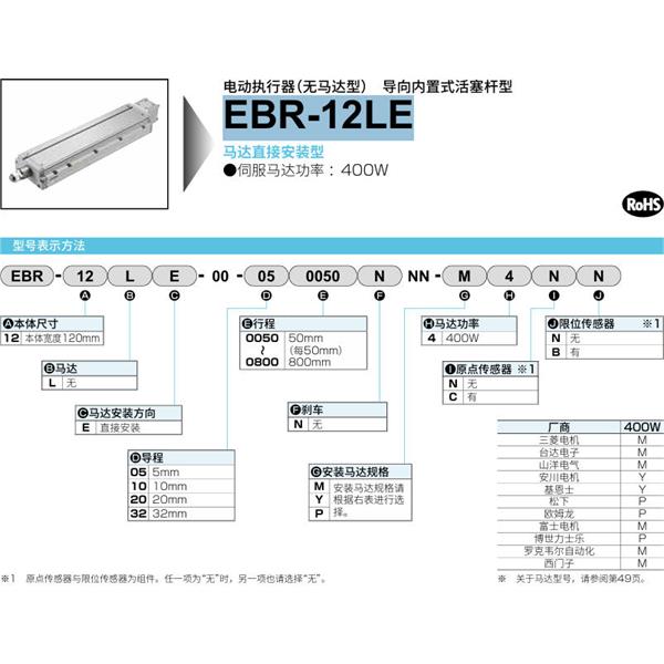 CKD喜开理电动执行器（无马达型）滑块型EBR-12LE-00-200750NNN-P2CB