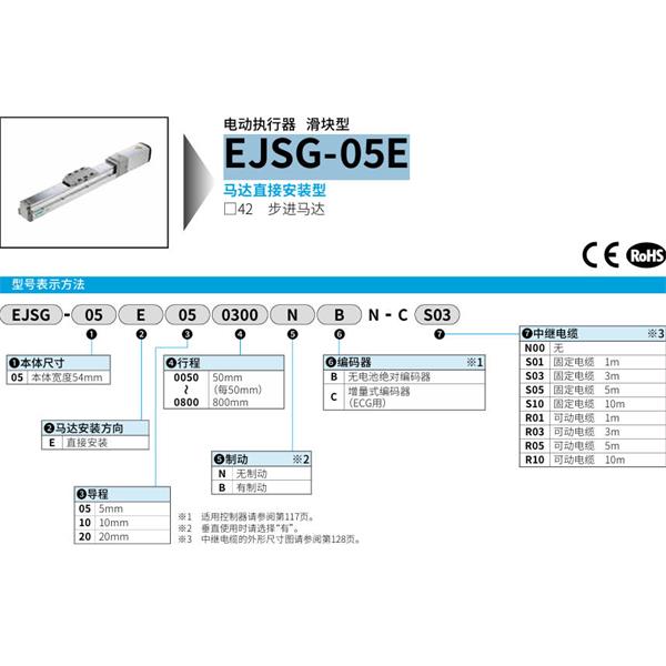 CKD喜开理电动执行器（无马达型）滑块型EJSG-05E200800BCN-CR01