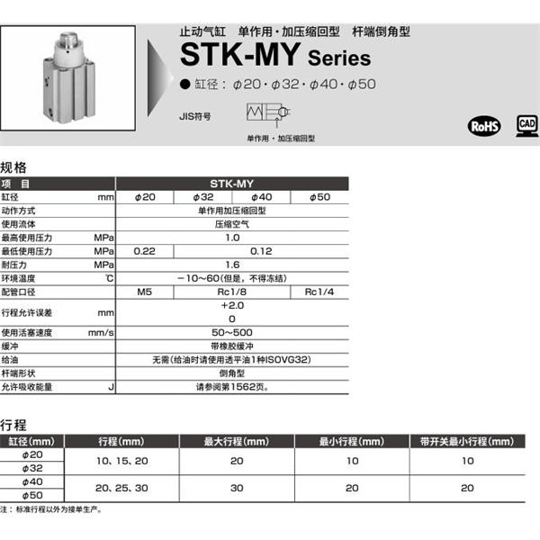 CKD喜开理止动气缸STK-JY1-50-30-T0H-R-N11