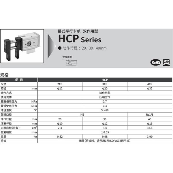 CKD喜开理卧式平行卡爪HCP-4CS-Y2