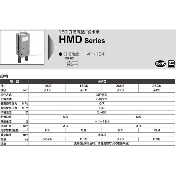 CKD喜开理宽幅平行卡爪HMD-25CS-T2H-R