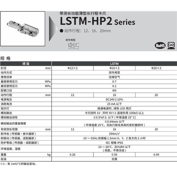 CKD喜开理带测长功能薄型长行程卡爪LSTM-16A1N-HP2