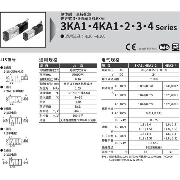 CKD喜开理SELEX阀3KA120-GS6N-M1B-AC100V