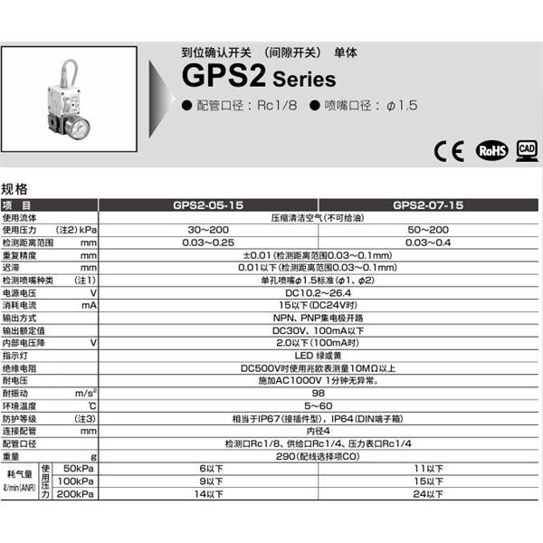 CKD喜开理到位确认开关GPS2-07-15-PGTL-B-G2