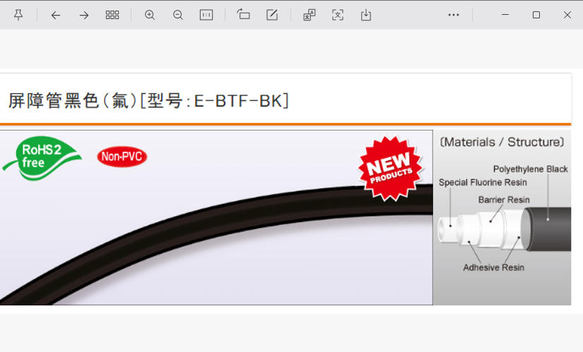 日本HAKKO八光柔性氟素 ETFE 树脂软管E-BTF-4×6-BK